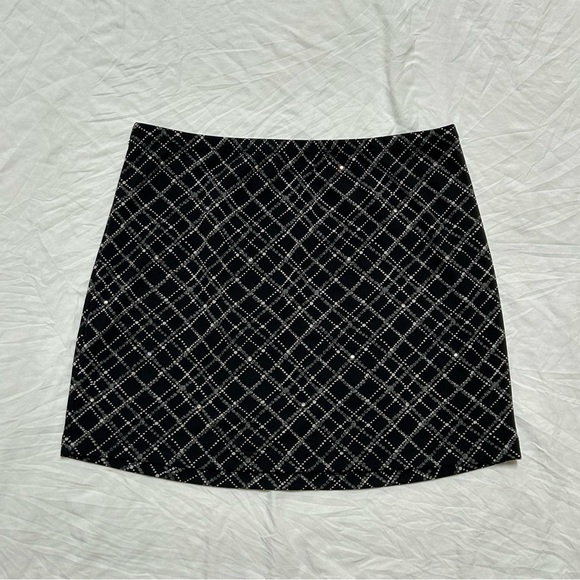 Black glitzy tartan mini skirt - Picture 1 of 8